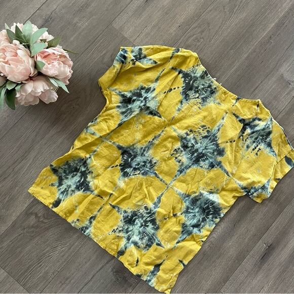 New Bella Umbra Italy Amalfi Night Tie Dye Must Yellow & Blue Blouse - Picture 4 of 7